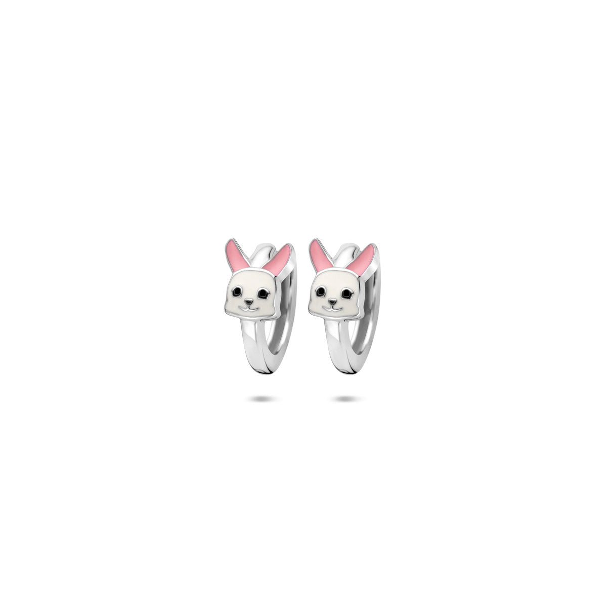 Klappohrringe Emaille Hase 10 mm Silber rhodiniert