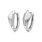 klapoorringen zirkonia gescratcht zilver gerhodineerd