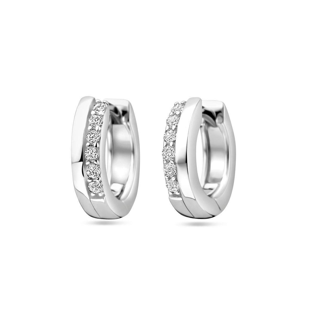 Klappcreolen Zirkonia 12,5 mm Silber rhodiniert
