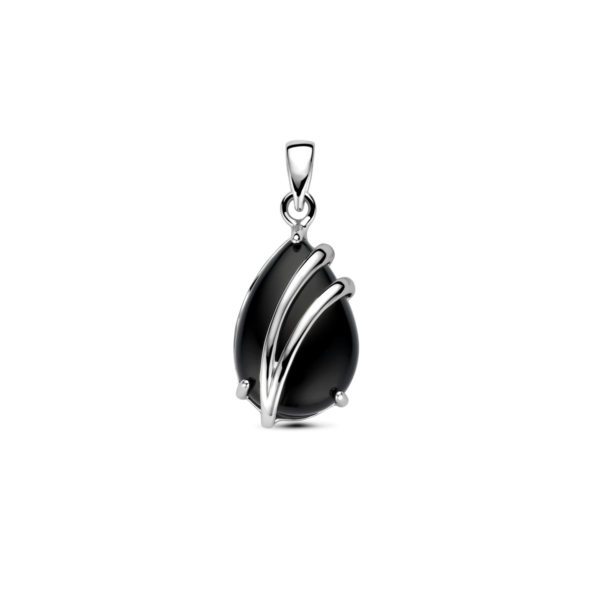 Anhänger Tropfen Onyx 16 mm Silber rhodiniert