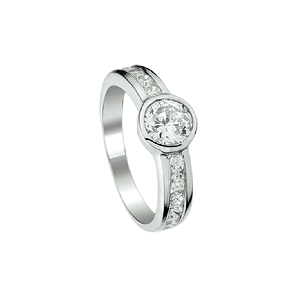 ring zirkonia zilver gerhodineerd