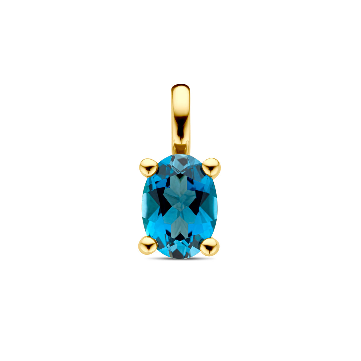 hanger london blue topaas 12 mm 14K geelgoud