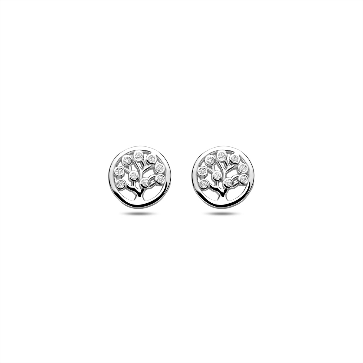 Ohrstecker Zirkonia 8 mm Silber rhodiniert