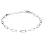 Armband Büroklammer Flachrohr 3,8 mm 16 + 3 cm Silber rhodiniert