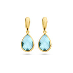 oorhangers blauw topaas 20 mm 14K geelgoud