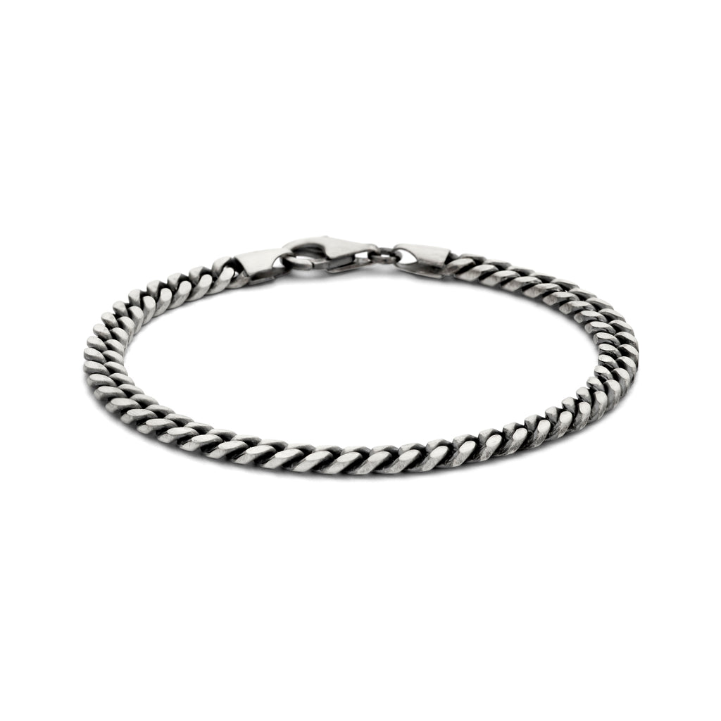 Armband Anker 6 Seiten geschliffen oxidiert 5,0 mm Silber oxidiert