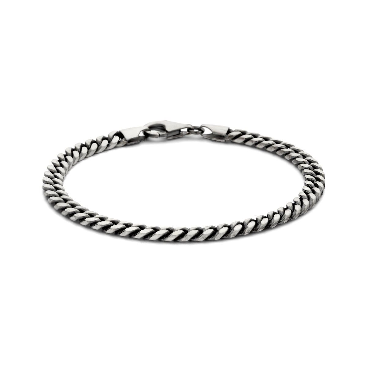 Armband Anker 6 Seiten geschliffen oxidiert 5,0 mm Silber oxidiert
