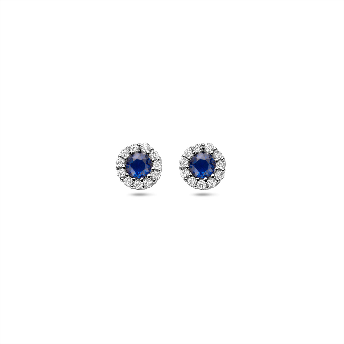 oorknoppen saffier zirkonia 6 mm zilver gerhodineerd
