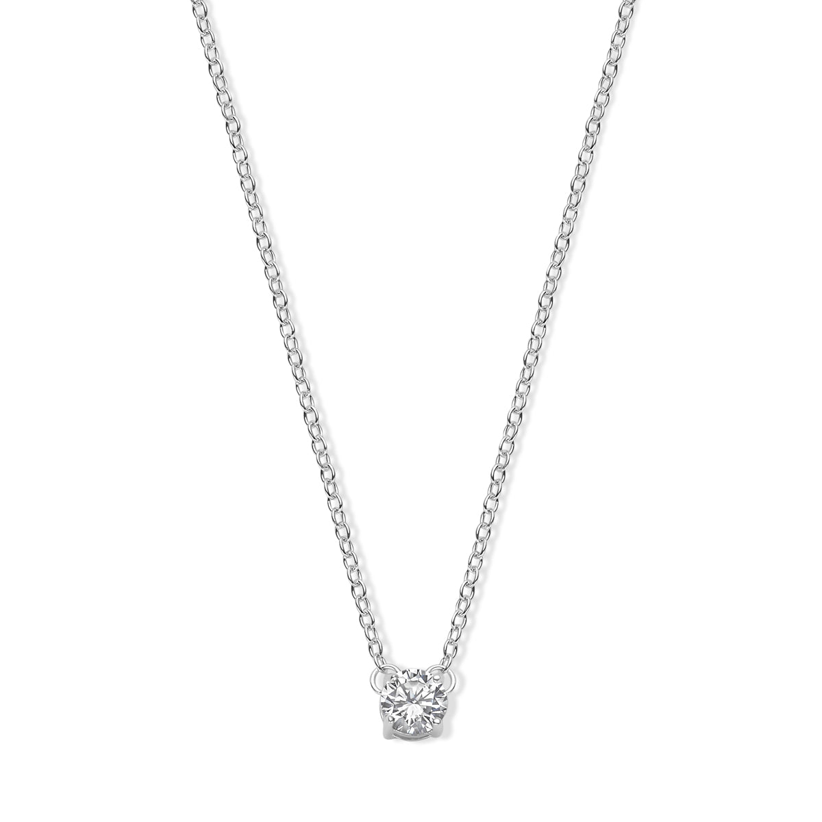 Halskette Zirkonia 41 + 4 cm Silber rhodiniert