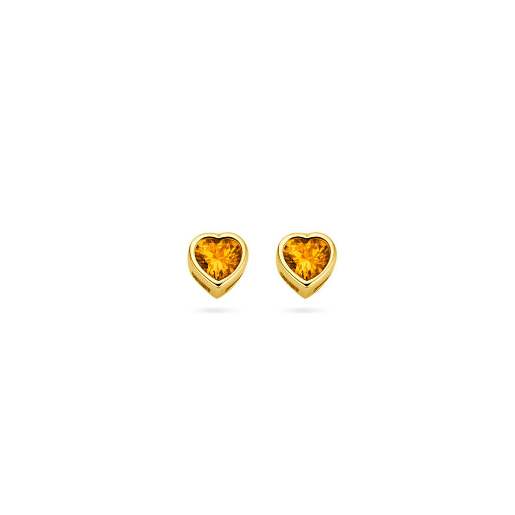 oorknoppen hart met zirkonia geboortesteen 14K geelgoud