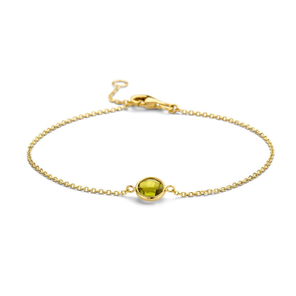 armband peridot 16,5 - 19 cm 14K geelgoud