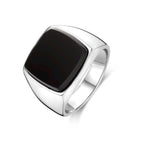 Siegelring Onyx rhodiniertes Silber