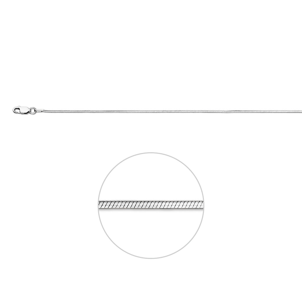 Schlange 8-seitig geschliffen 1,0 mm silber rhodiniert