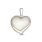 medaillon hart parelmoer 13 mm zilver gerhodineerd