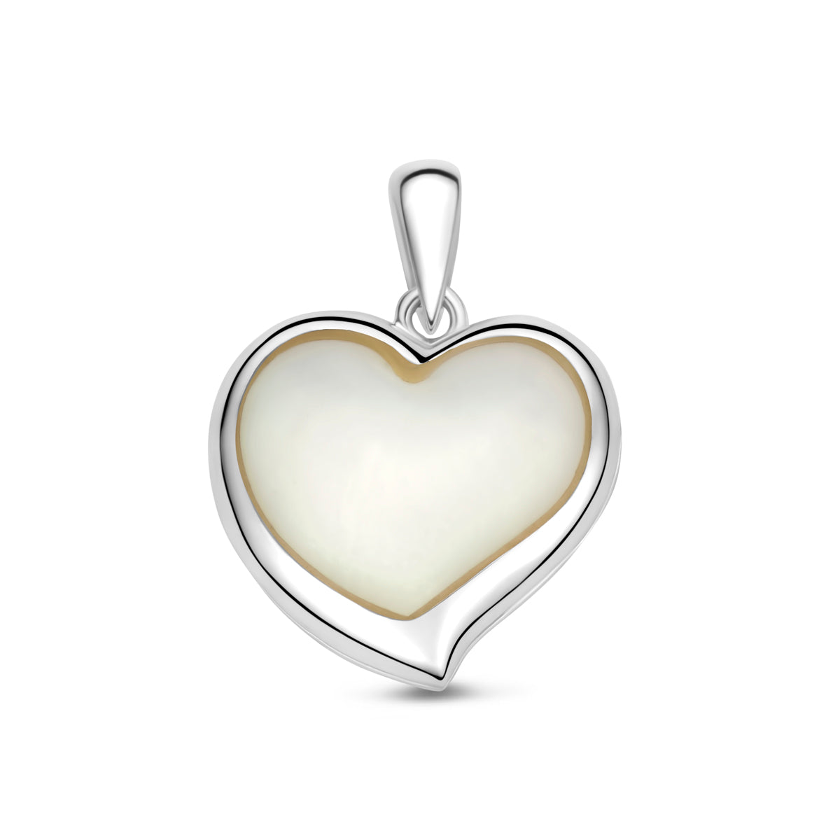 medaillon hart parelmoer 13 mm zilver gerhodineerd