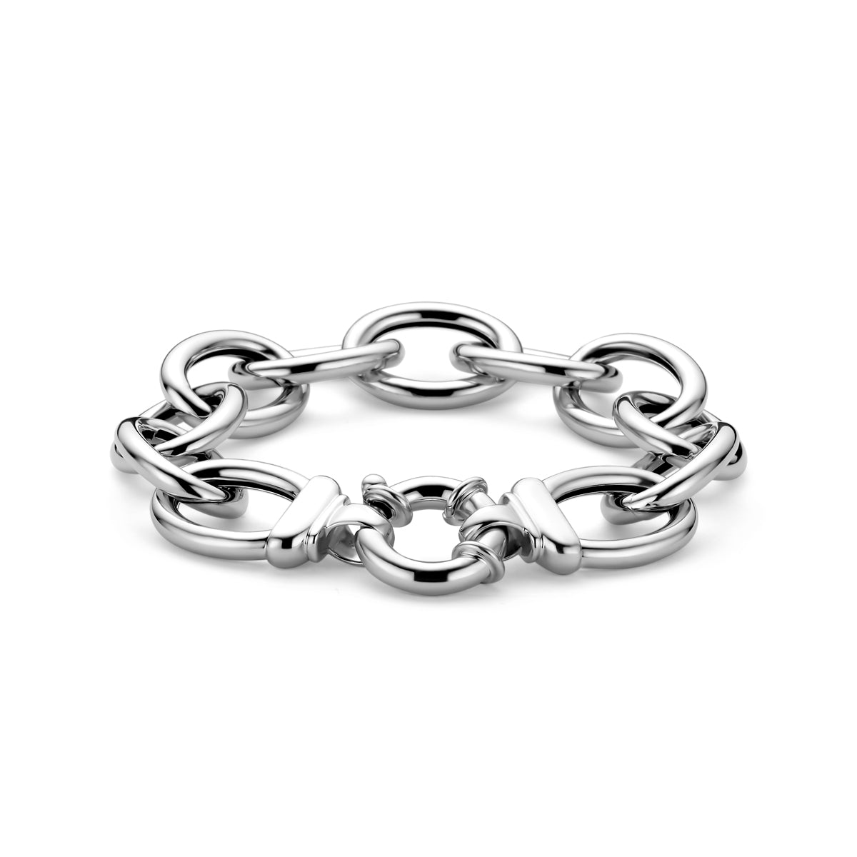 Armband großes Schloss 17 mm 21,5 cm Silber rhodiniert