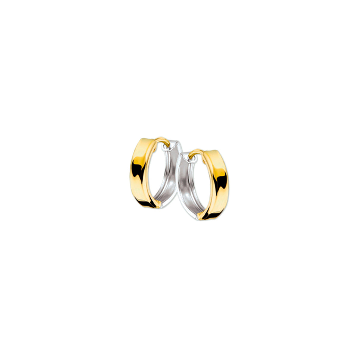 Ohrhänger hohl 3,0 mm flach 14K Bicolor Gold gelb/weiß