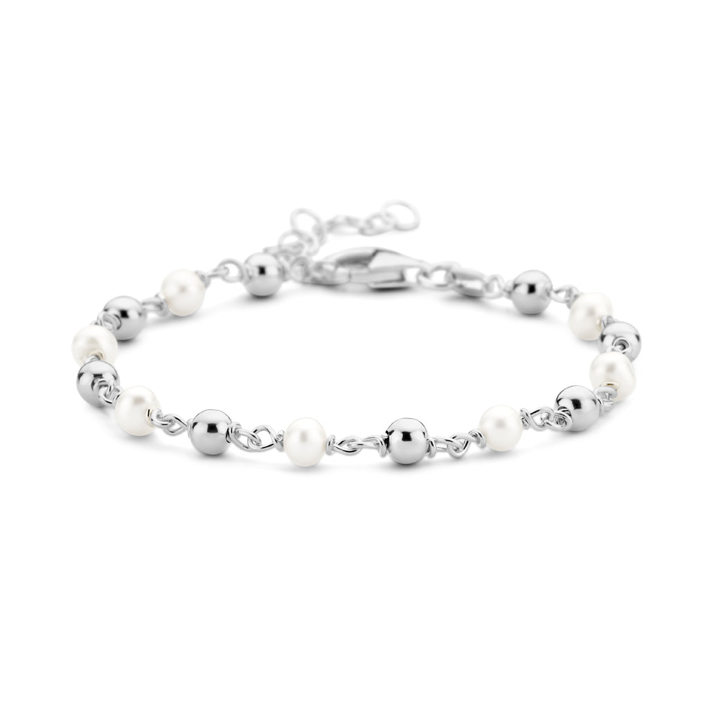 Armband Perle und Perlen 16 + 3 cm Silber rhodiniert