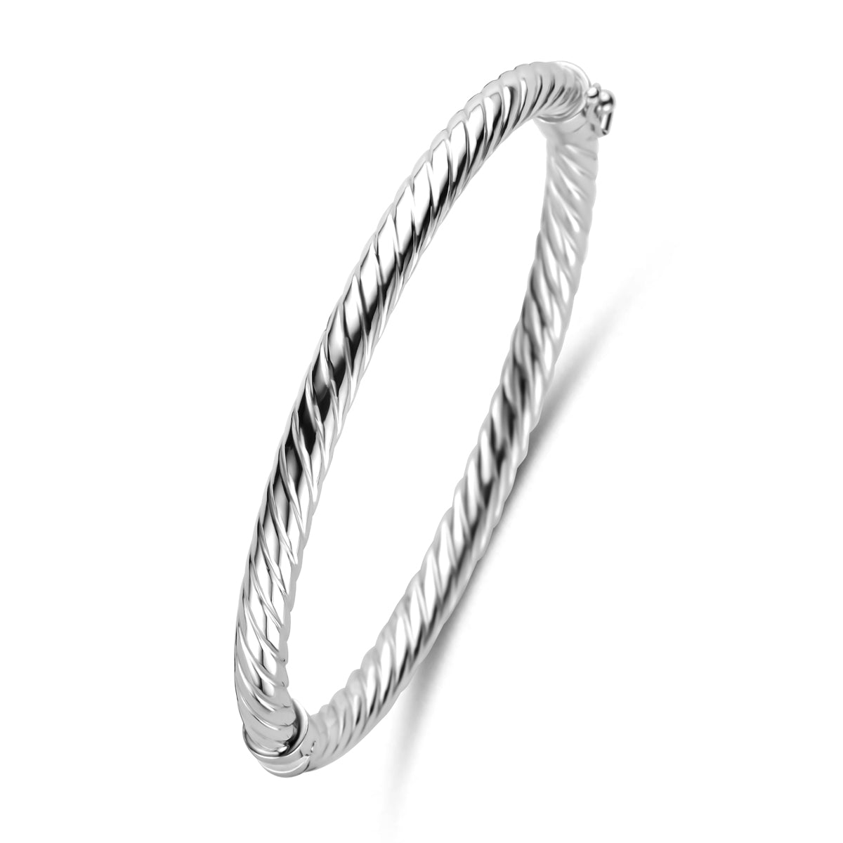 Armreif gedreht 5 mm 60 mm Silber rhodiniert