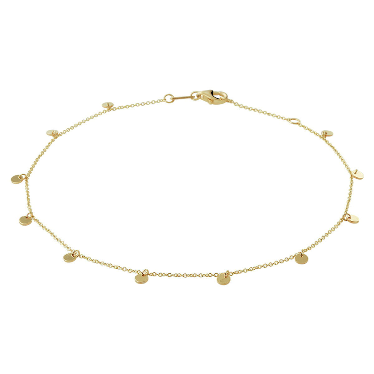 enkelbandje rondjes 24 - 26 cm 14K geelgoud