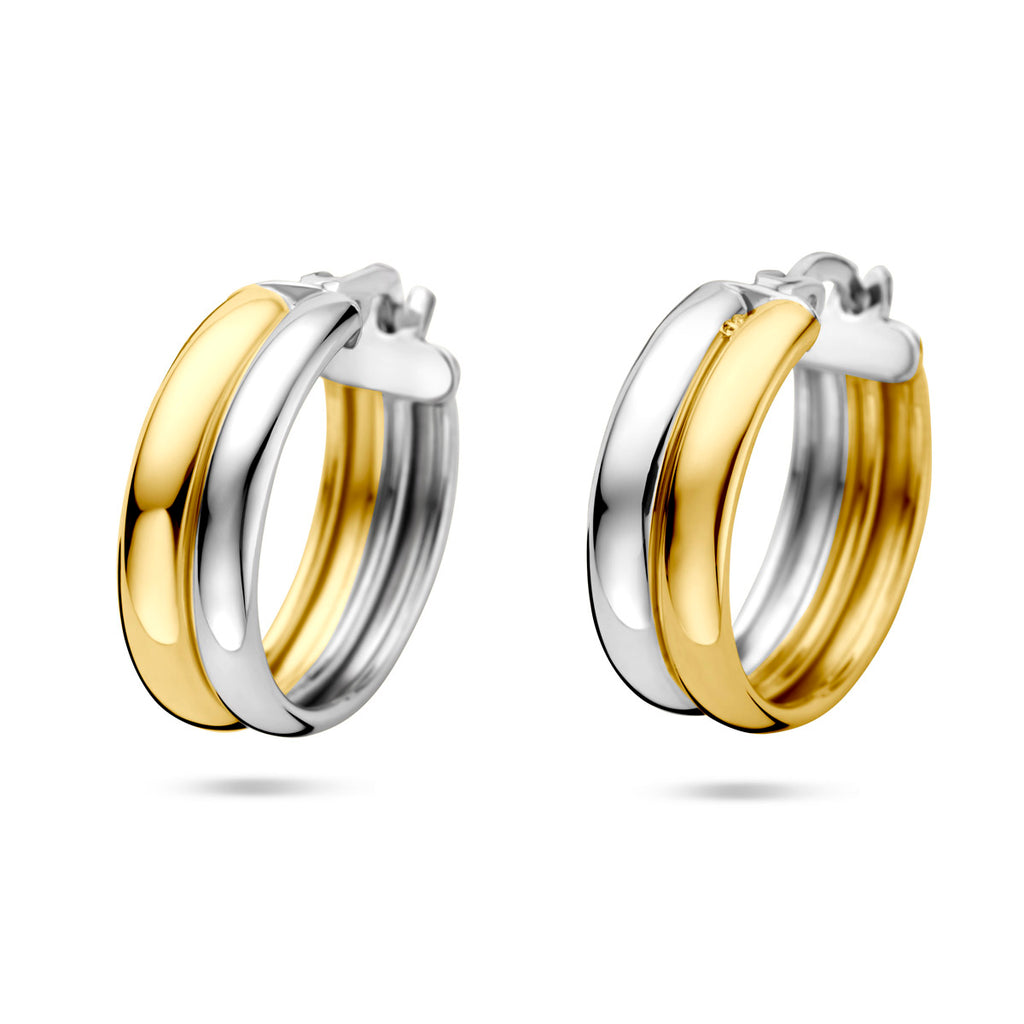 Ohrringe 18 mm 1 Mikron versilbert (Gelb/Rhodium)