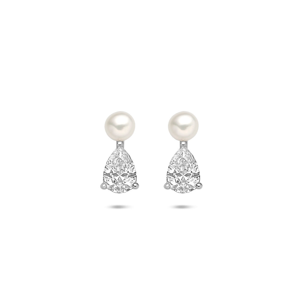 Ohrstecker Perle Zirkonia 12 mm Silber rhodiniert