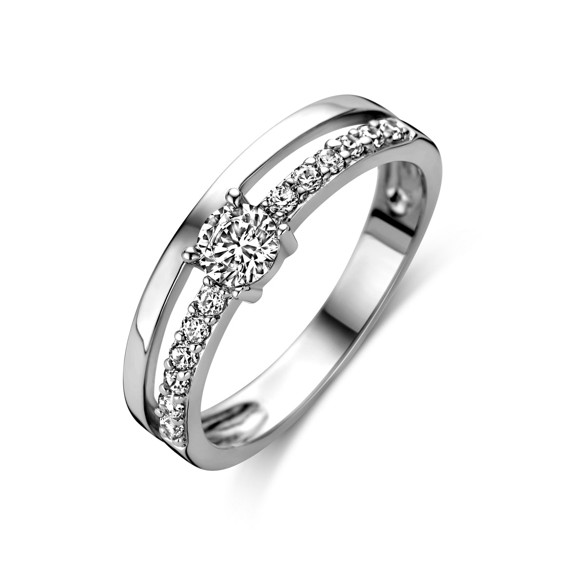 Ring Zirkonia Silber rhodiniert