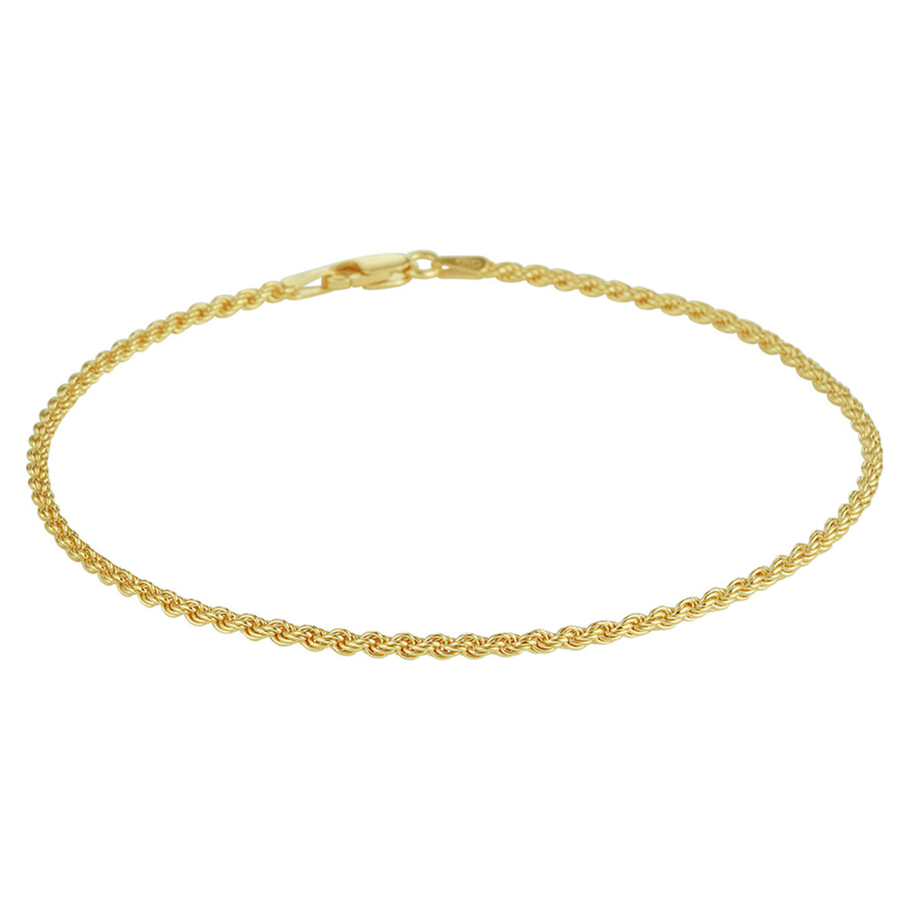 Fußkettchen 2 mm 24 cm 3 Mikron Silber vergoldet (gelb)