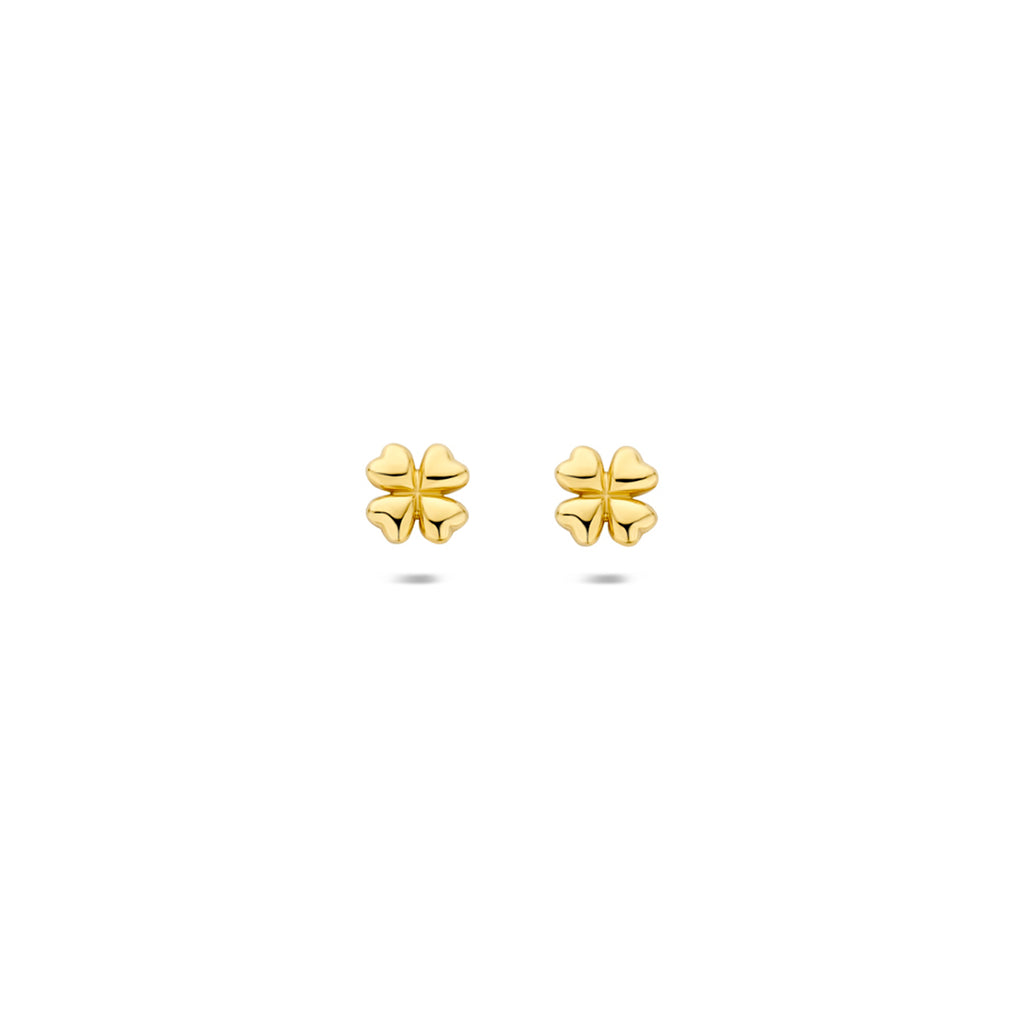 oorknoppen klavertje 3,5 mm 14K geelgoud
