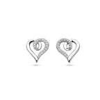 oorknoppen hart en zirkonia zilver gerhodineerd