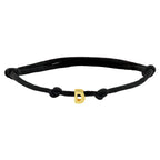 Armband Satin schwarz Buchstabe 13 - 26 cm 14K Gold mit Gummi/Nylon/Leder