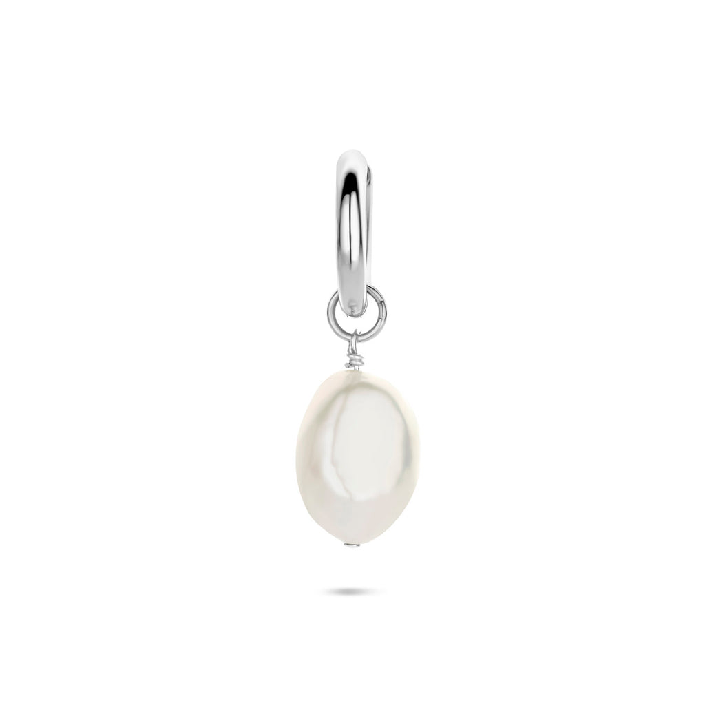 oorring parel per stuk 18 mm zilver gerhodineerd