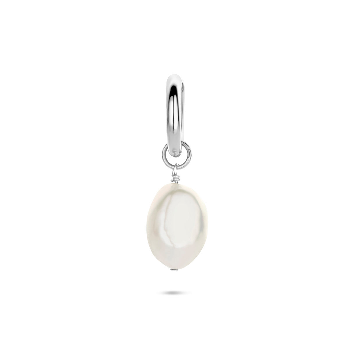 oorring parel per stuk 18 mm zilver gerhodineerd
