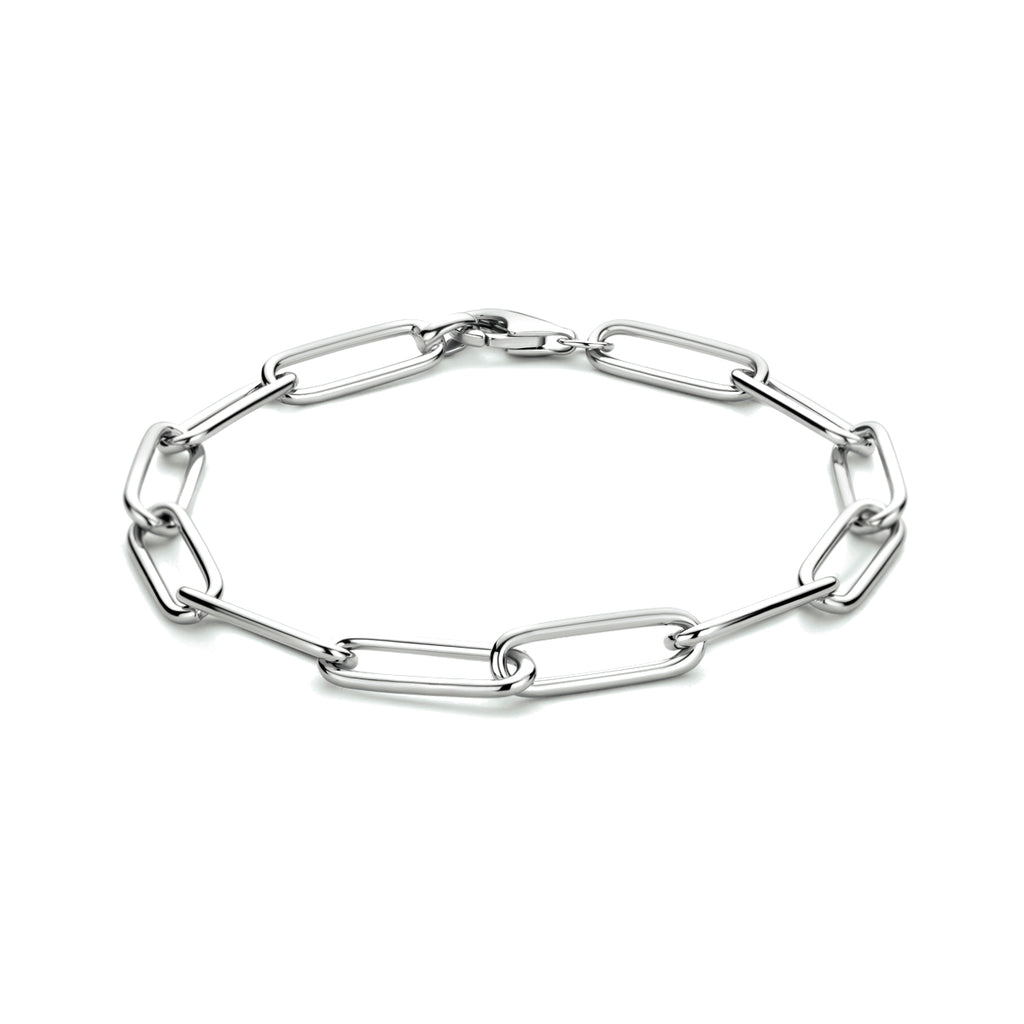Armband Büroklammer Rundrohr 5,6 mm 19 cm Silber rhodiniert