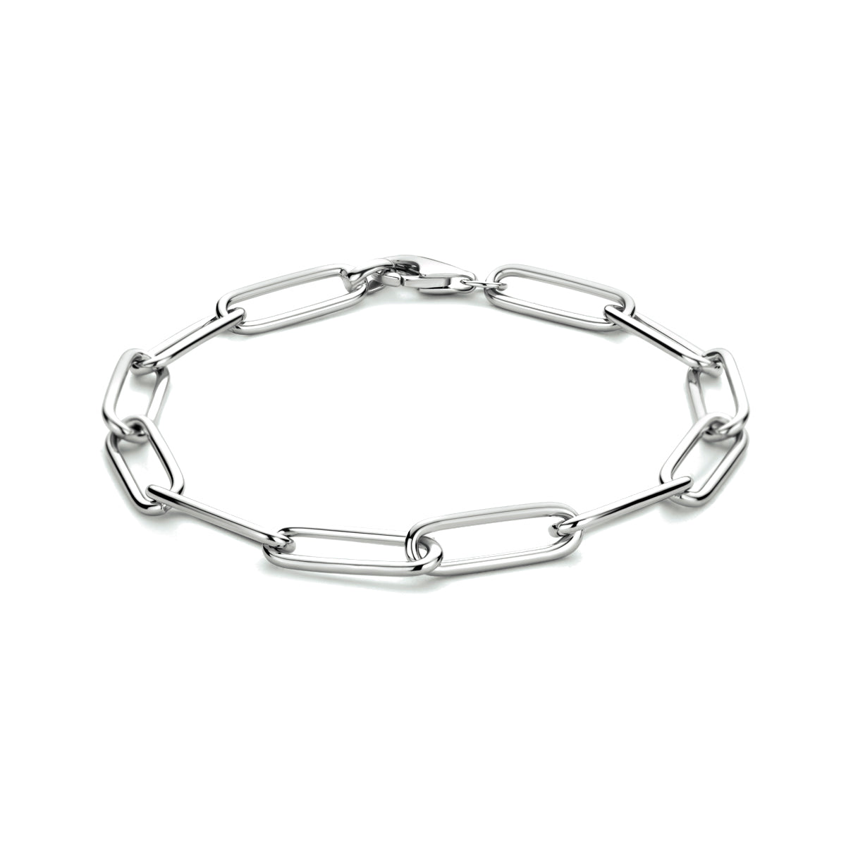 Armband Büroklammer Rundrohr 5,6 mm 19 cm Silber rhodiniert