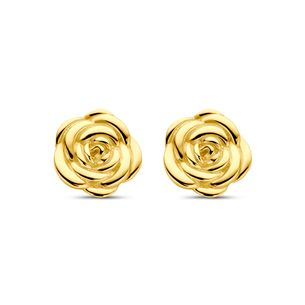 Ohrstecker Rose 8 mm 14K Gelbgold