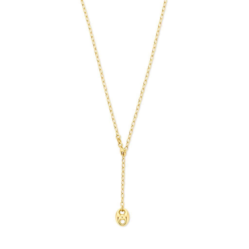 y-collier koffieboon 50 cm 3 micron zilver verguld (geel)