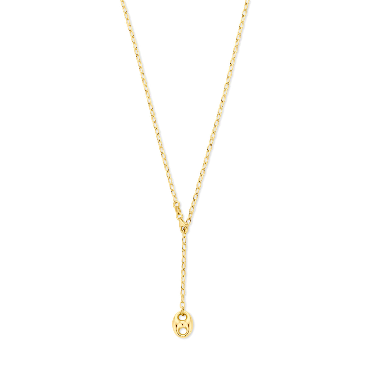 y-collier koffieboon 50 cm 3 micron zilver verguld (geel)
