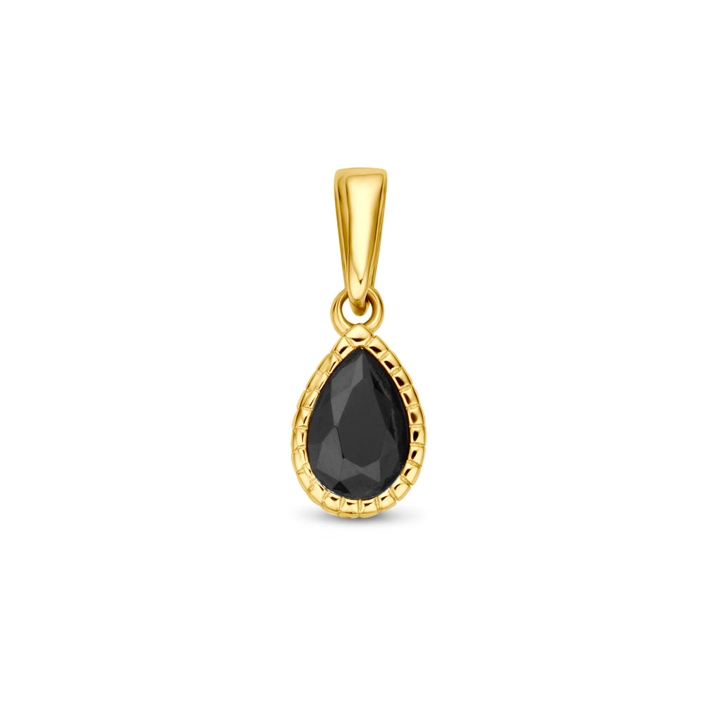 hanger zwart zirkonia 14 mm 14K geelgoud