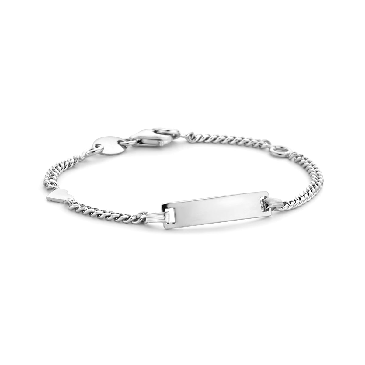 Gravurarmband Panzerkette 4 Seiten geschliffene Platte 4,2 mm Silber rhodiniert
