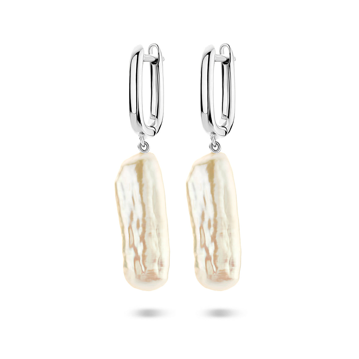klapoorringen parel 38 mm zilver gerhodineerd