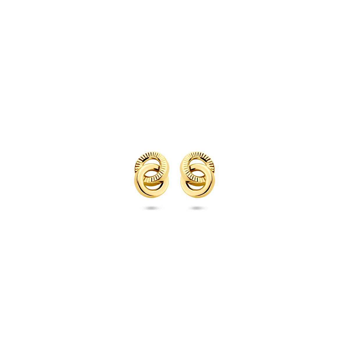 oorknoppen poli/gediamanteerd 6 mm 14K geelgoud