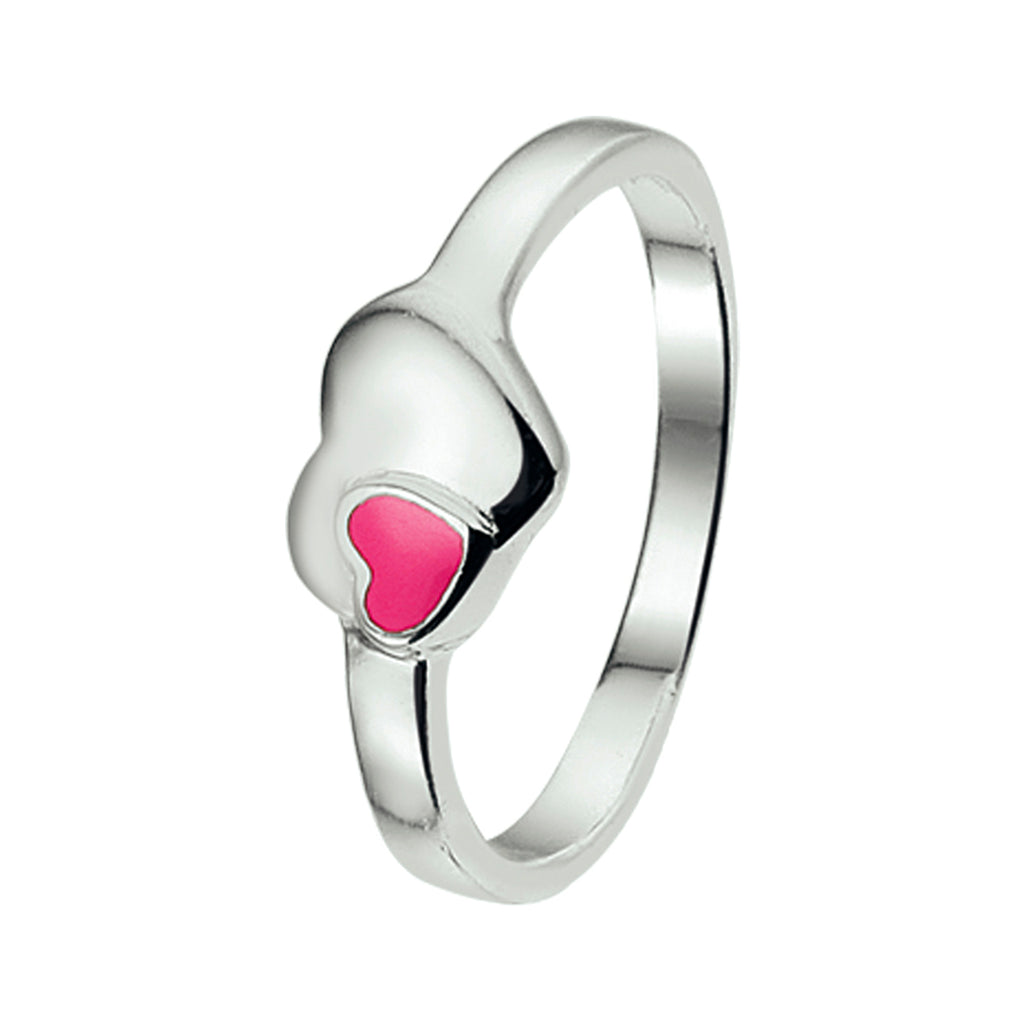 Ring Herz Emaille Silber rhodiniert