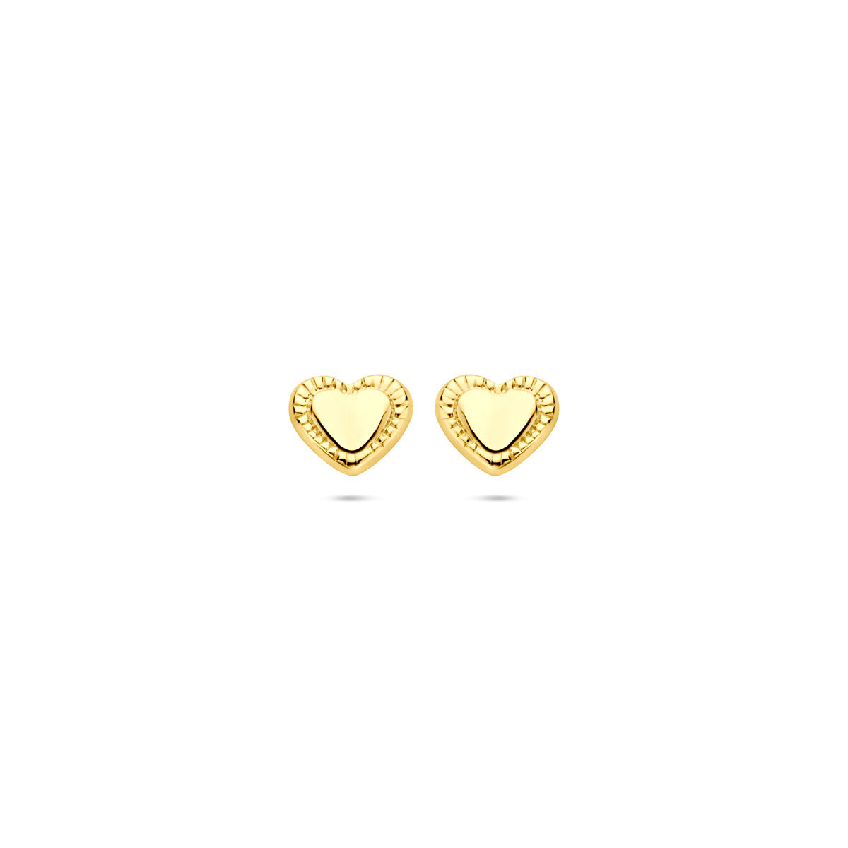 oorknoppen hartje poli/gediamanteerd 5 mm 14K geelgoud