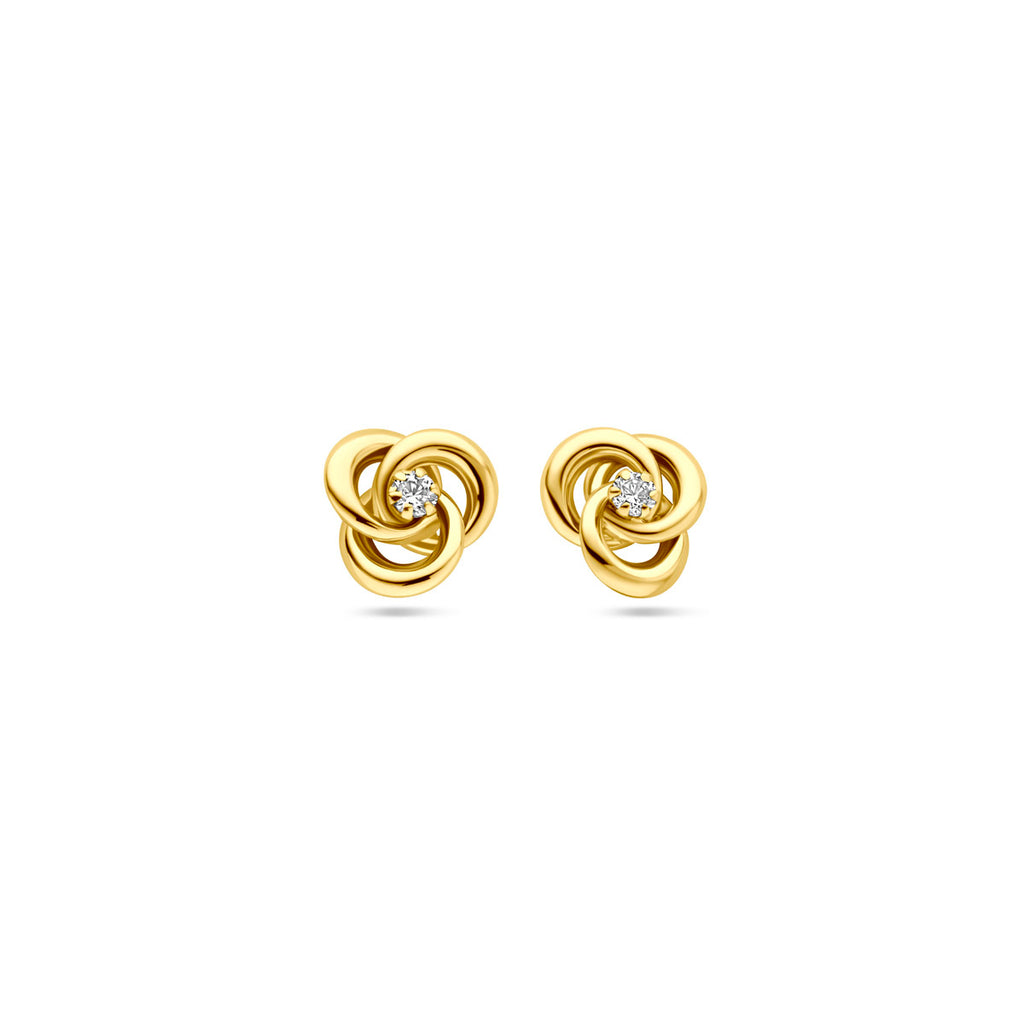 Ohrstecker Zirkonia 7 mm 14K Gelbgold