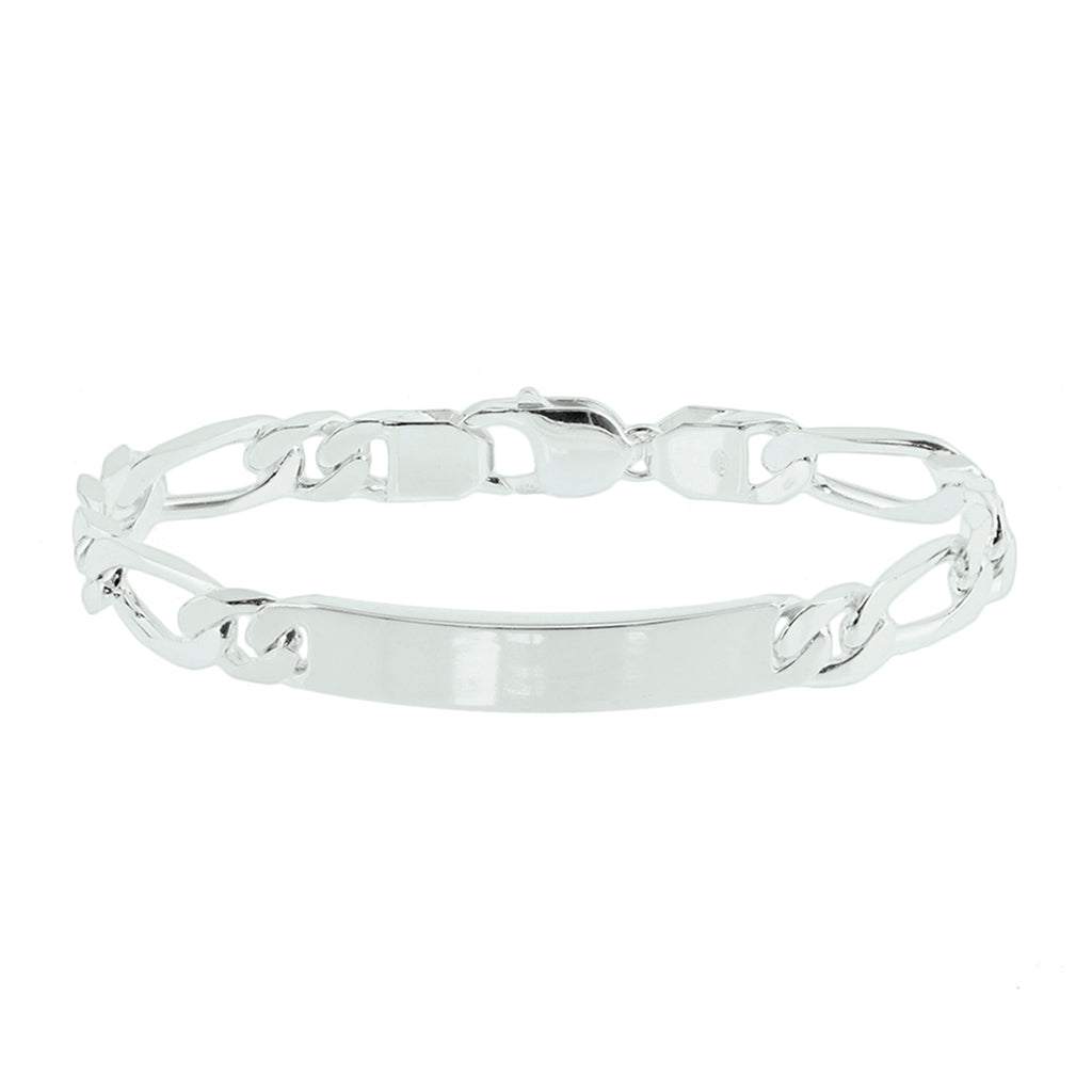 Gravurarmband Figaroplatte 8 mm 21 cm silberweiß