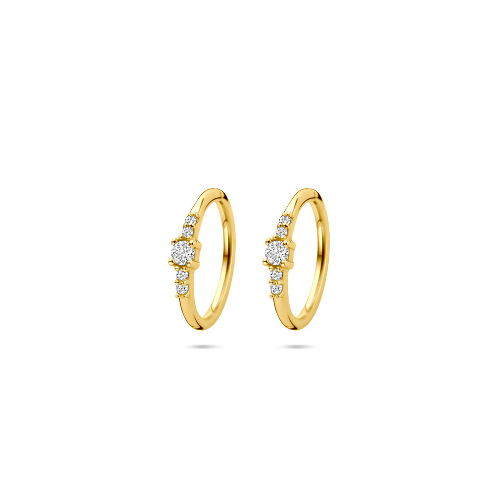 oorringen zirkonia 12 mm 14K geelgoud