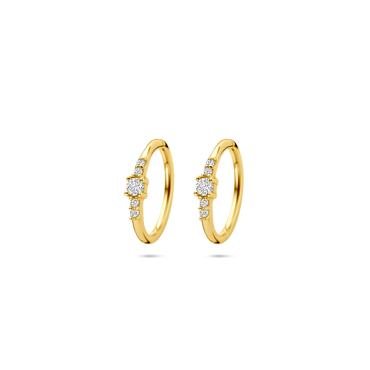 oorringen zirkonia 12 mm 14K geelgoud