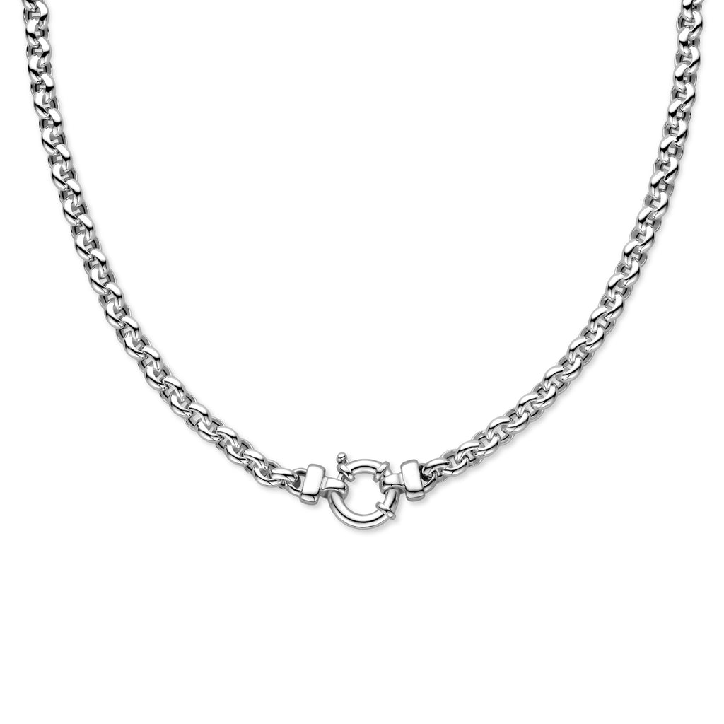 Jasseron Collier 6 mm mit großem Federringverschluss Silber Weiß