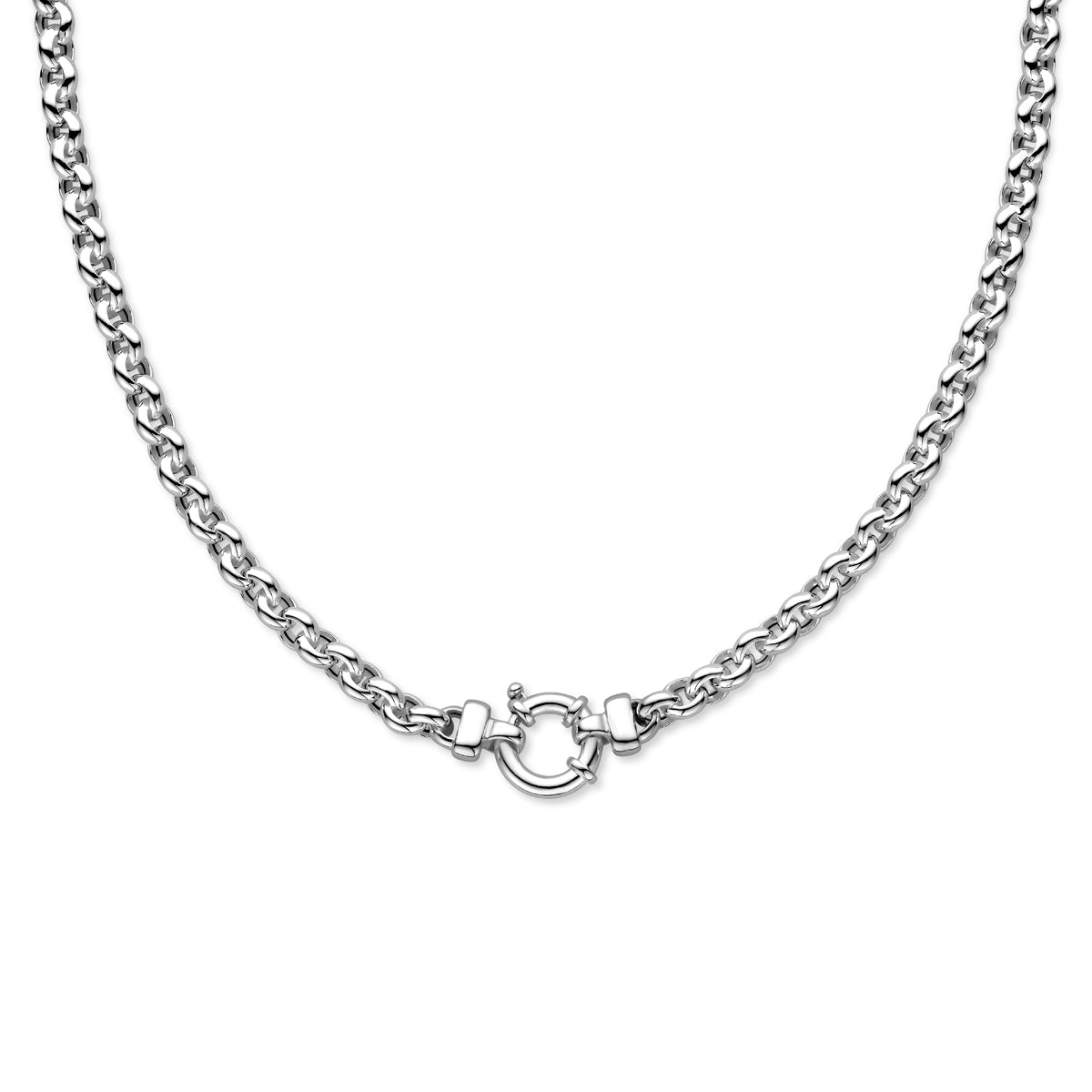 Jasseron Collier 6 mm mit großem Federringverschluss Silber Weiß